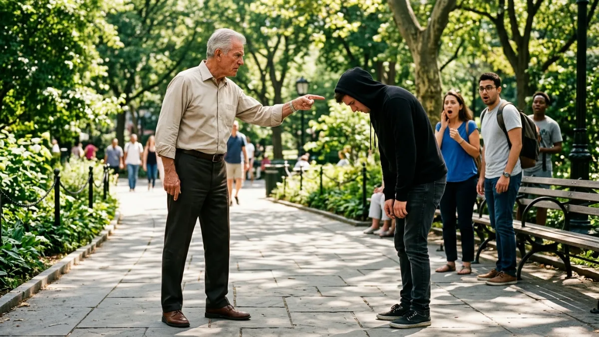 Arrogant Bully Insults Elderly Man On Park Bench