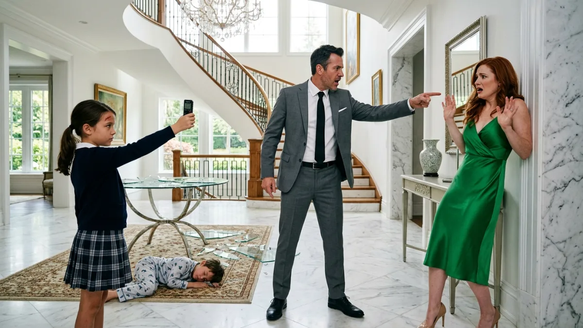 Cruel Stepmother Attacks Children In Luxury Foyer