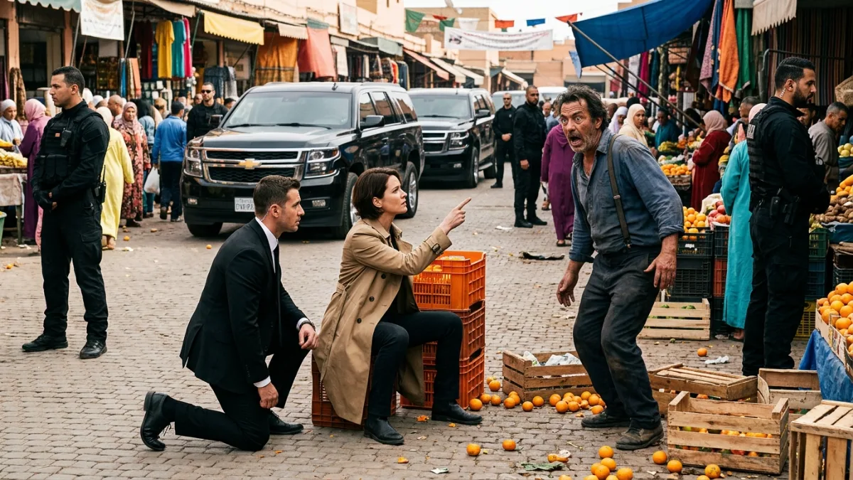 Market Vendor Attacks Woman In Tan Coat Over Fruit Crate